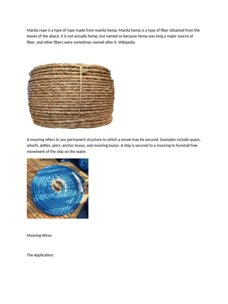Manila Rope and Mooring Equipment Guide | PDF