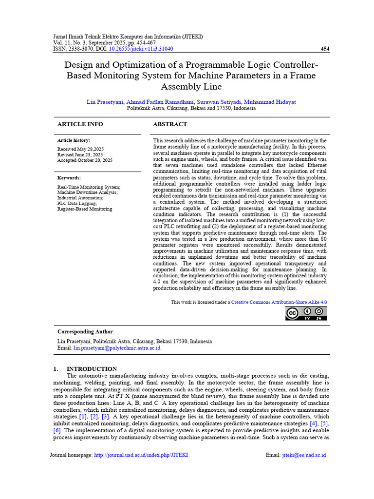PLC-Based Monitoring System for Assembly Lines | PDF | Programmable ...