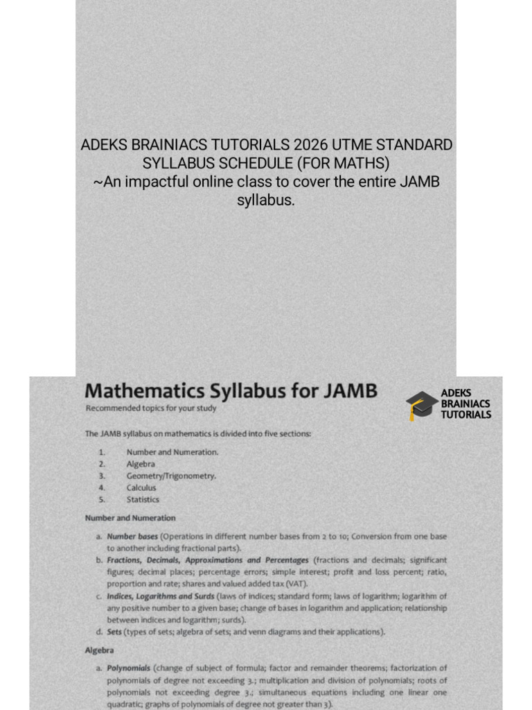 Abt 2026 Utme Maths Syllabus | PDF