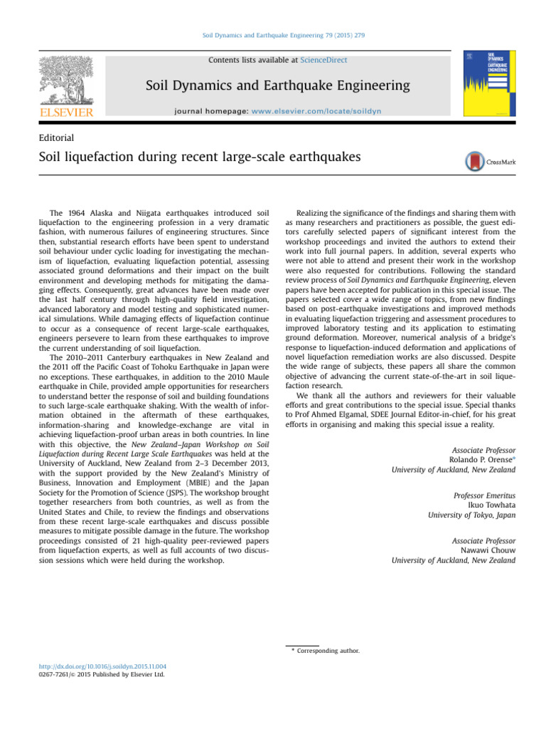 Soil Liquefaction During Recent Large-Scale Earthquakes | PDF ...