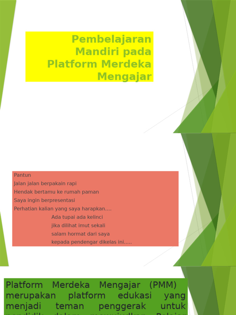 Pembelajaran Mandiri Pada Platform Merdeka Mengajar | PDF