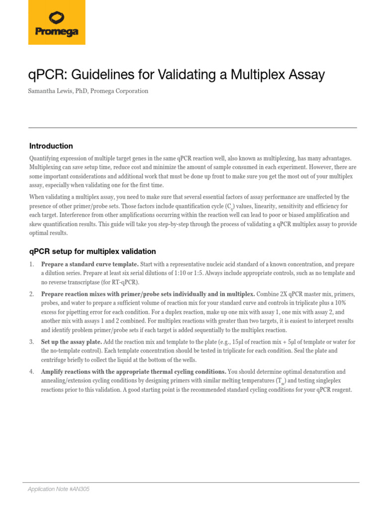 Validating Multiplex qPCR Assays Guide | PDF | Real Time Polymerase ...