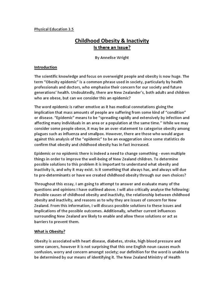 obesity epidemic essays