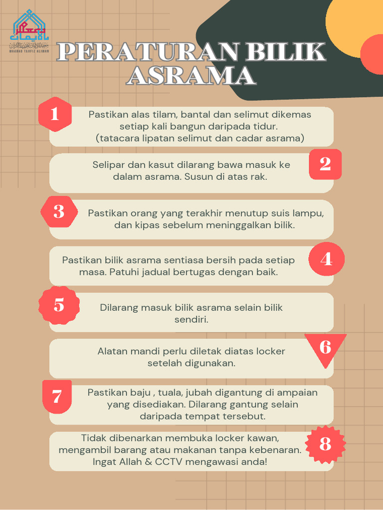 Peraturan Bilik Asrama (29.7 X 42 CM) | PDF
