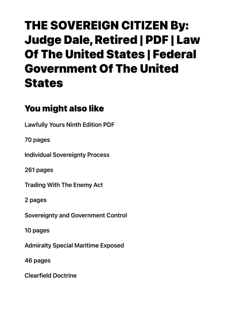 Understanding Sovereign Citizens Law | PDF