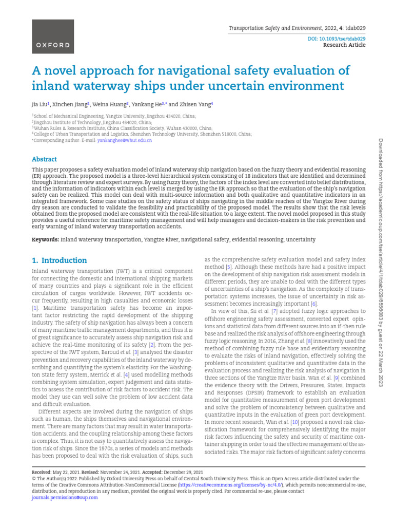 Navigational Safety Model for Inland Ships | PDF | Ships | Risk