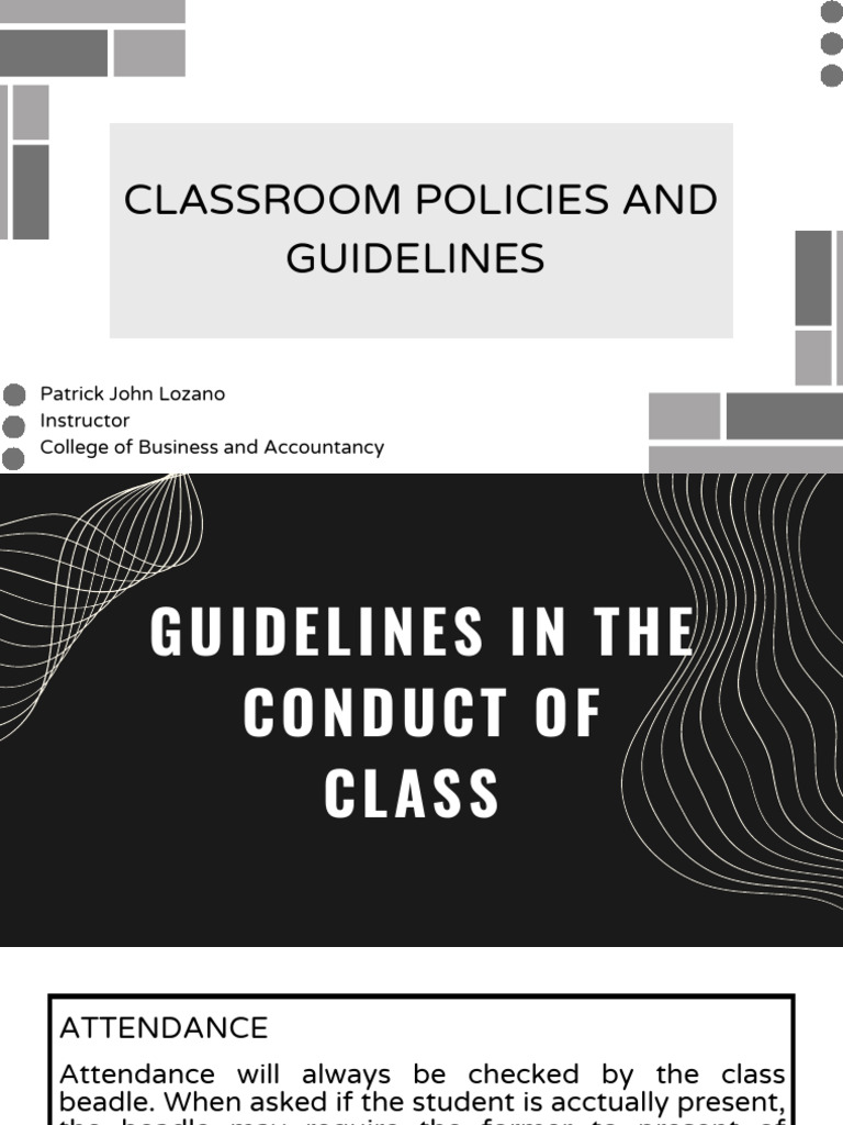 Classroom Policies and Attendance Guidelines | PDF