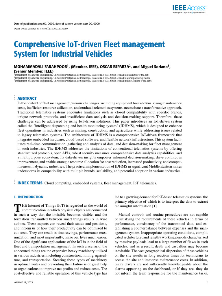 Comprehensive IoT-driven Fleet Management System f | PDF | Internet Of ...