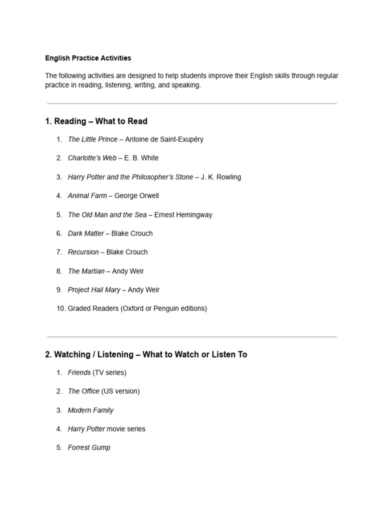 Essential English Practice Activities | PDF