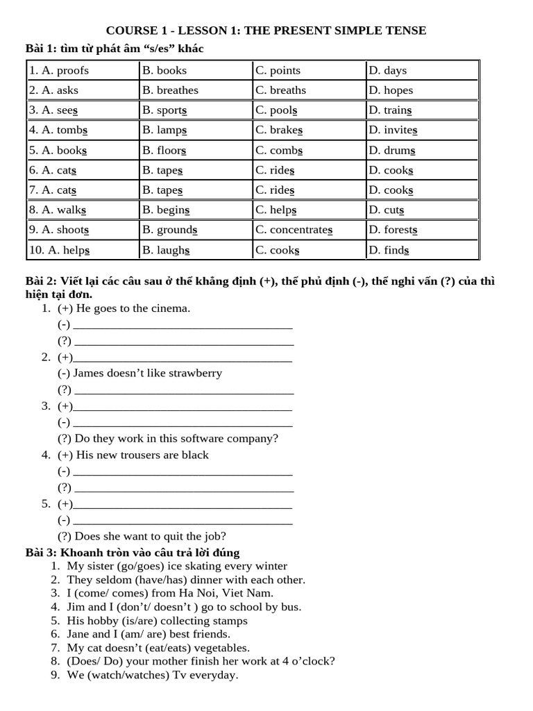 Present Simple Tense Exercises | PDF | Chess Theory | Chess
