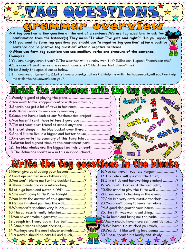 Tag Questions 1 | PDF | Linguistic Morphology | Grammar