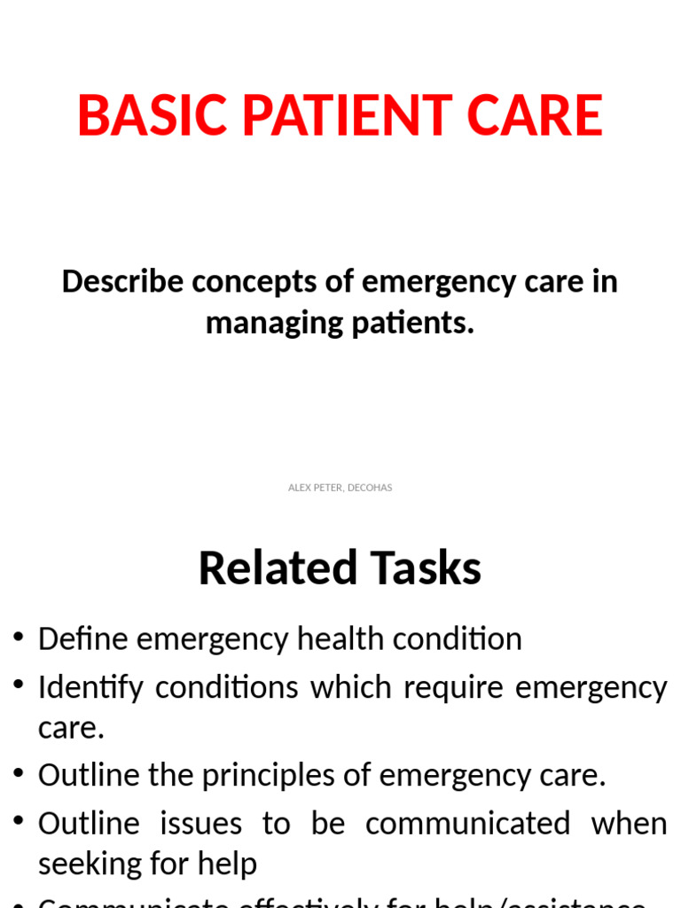 SESSION 9 Concepts of Emergency Care in Managing Patients | PDF ...