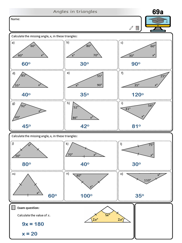 Calculate Missing Angles in Triangles | PDF | Elementary Geometry