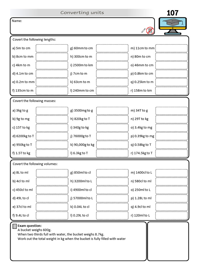 Converting+Units+(107) q | PDF