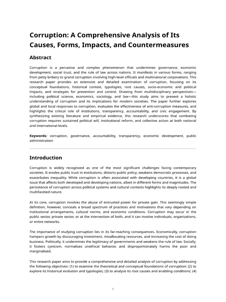 Understanding Corruption: Causes and Solutions | PDF | Corruption ...