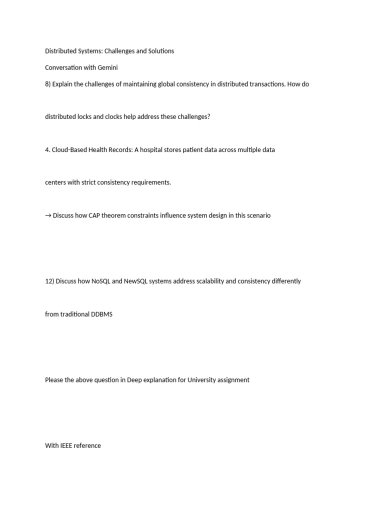 Challenges in Distributed Systems Consistency | PDF | No Sql | Acid