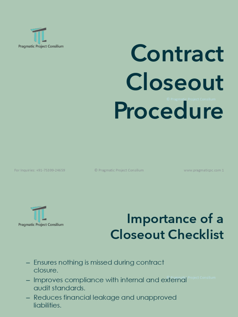 Contract Closeout Procedure Guide | PDF | Regulatory Compliance ...