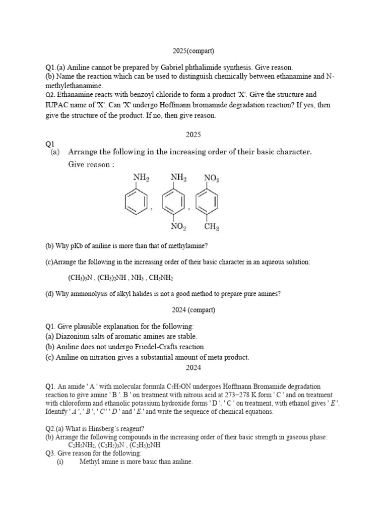 Chemical Properties and Reactions of Amines | PDF