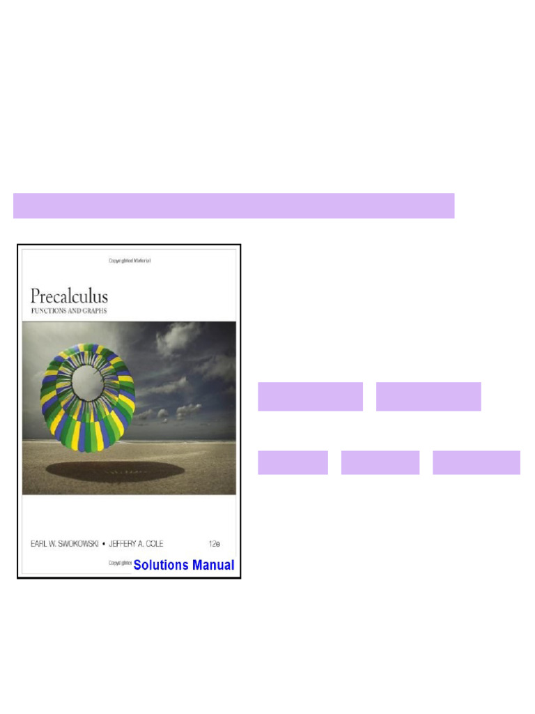 Precalculus Functions and Graphs 12th Edition Swokowski Solutions ...