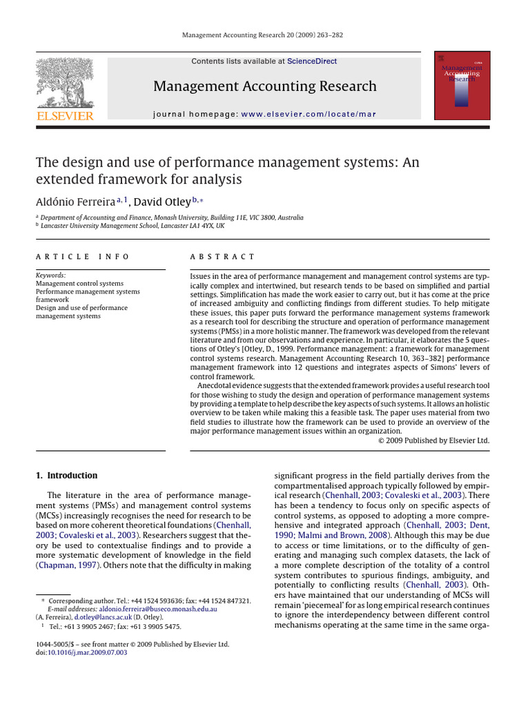 Extended Framework for Performance Management Systems | PDF