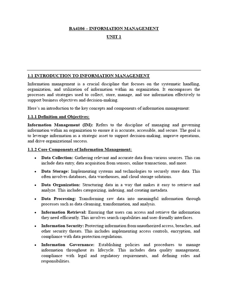 Introduction to Information Management | PDF | Information System ...