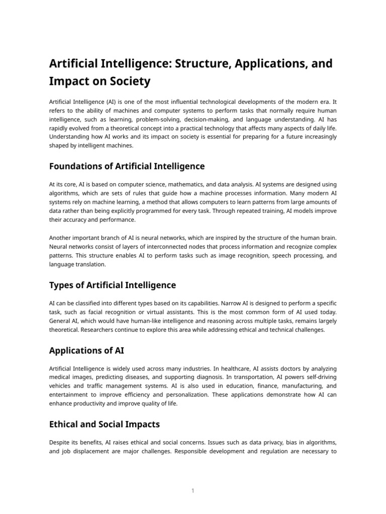 Artificial Intelligence_ Structure, Applications, And Impact On Society ...