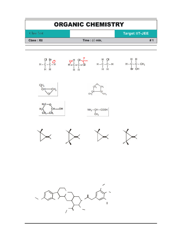 Class Test 1 | PDF | Chemistry | Space