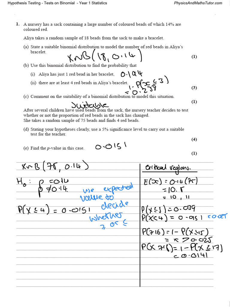 Binomial Distribution and Hypothesis Testing | PDF | Statistical ...
