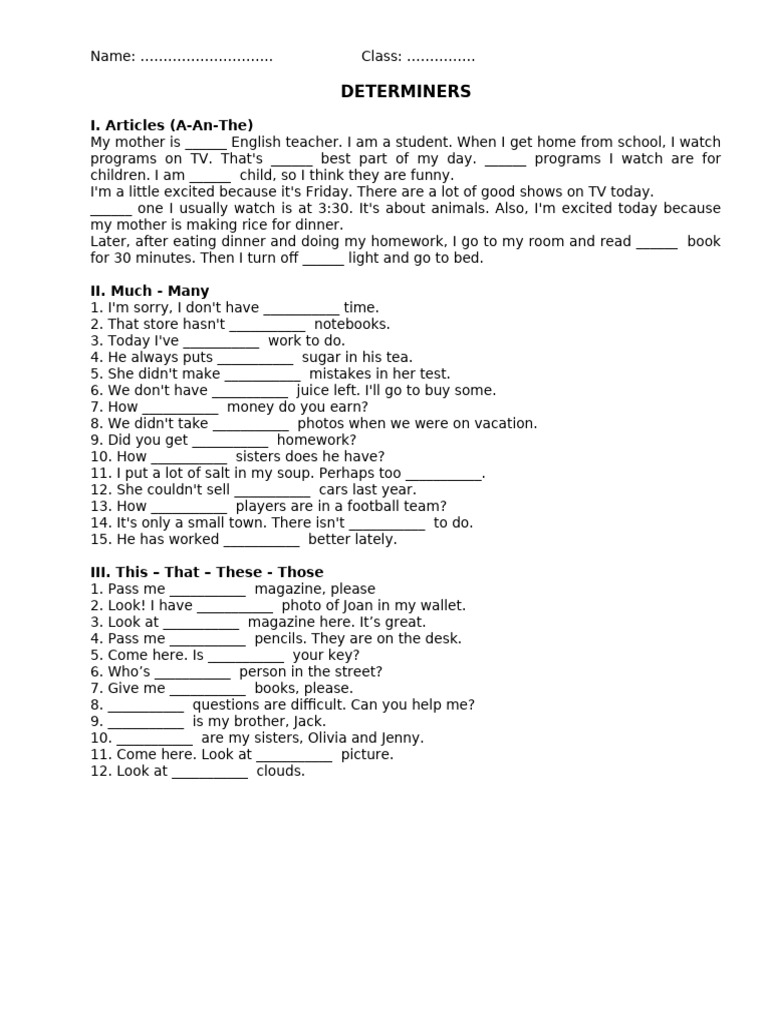Understanding Determiners in English | PDF