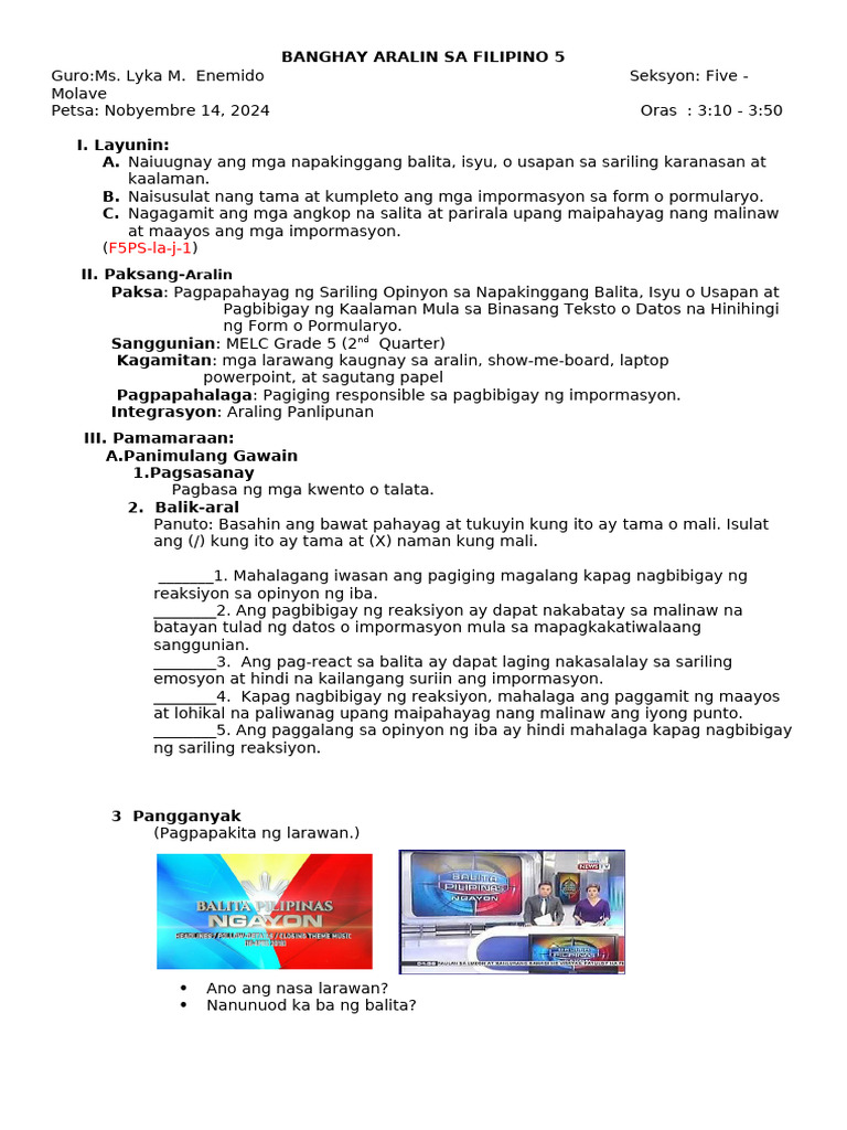 LP Filipino Nov. 14 | PDF