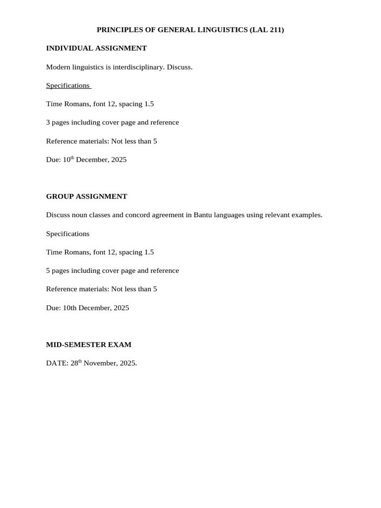 Linguistics Assignment Overview 2025 | PDF