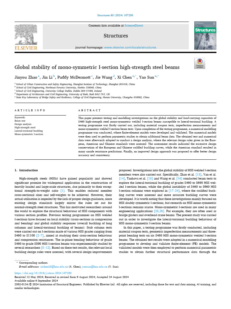 Global Stability of Mono-Symmetric I-Beams | PDF | Buckling | Beam ...