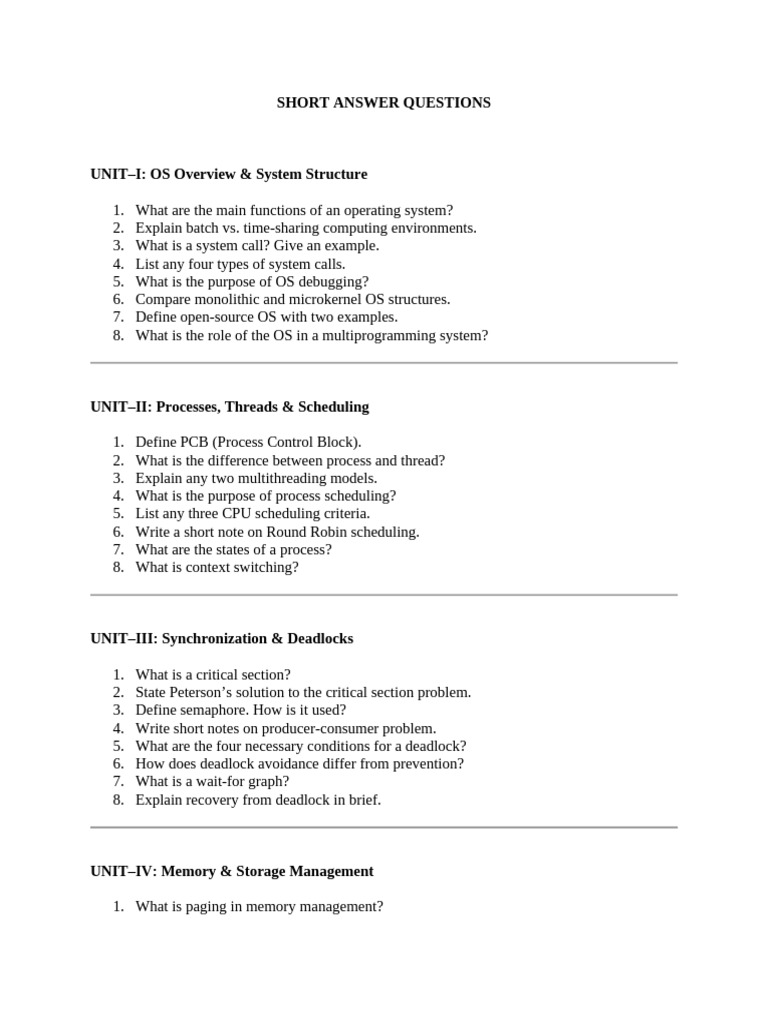 Operating System Concepts and Functions | PDF | Process (Computing ...