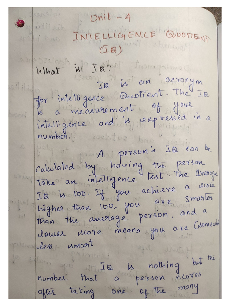 Intelligence Quotient Unit 4 | PDF