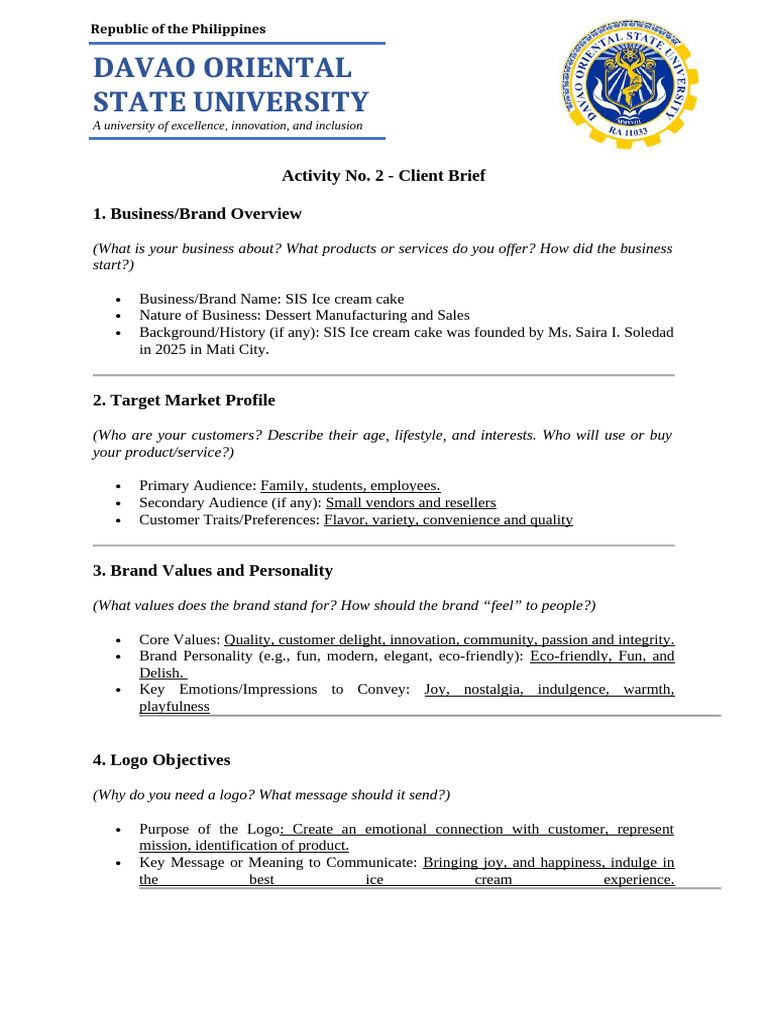Activity No. 2 Client Brief (2) | PDF | Brand | Logos
