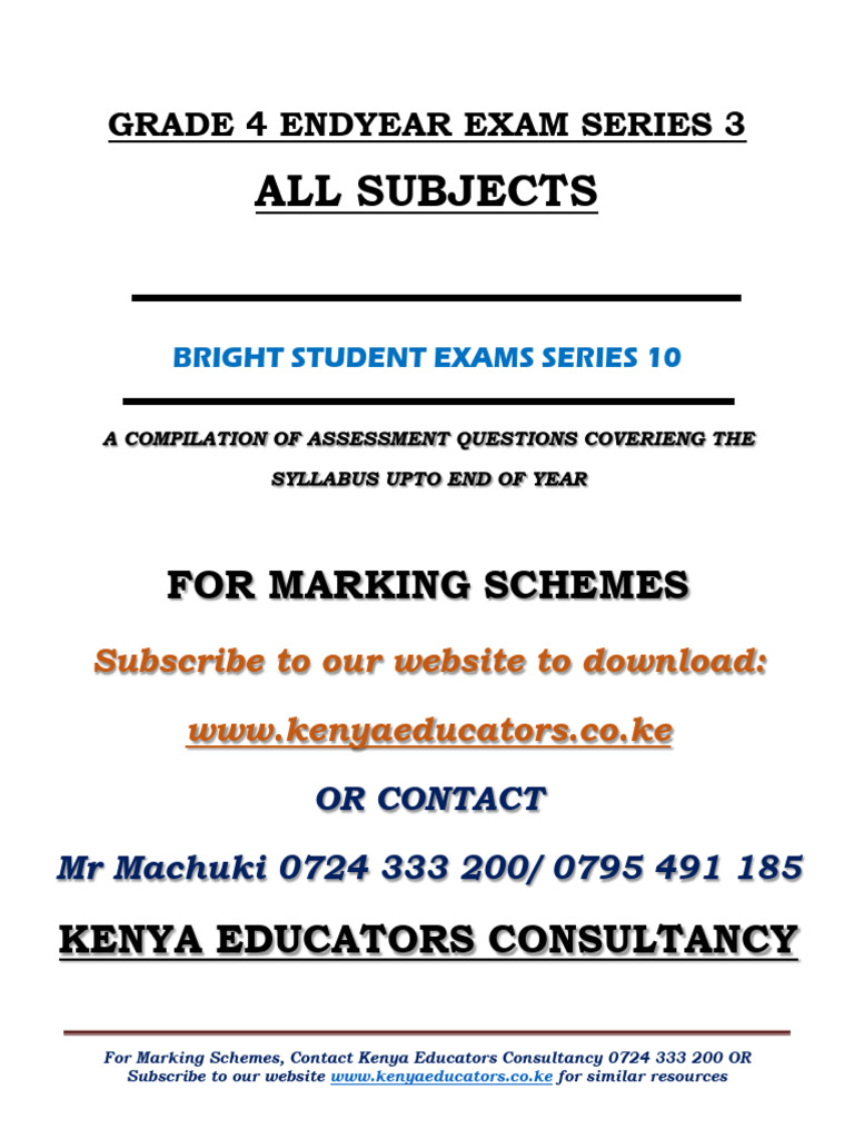 Grade 4 Endterm 3 Exams Series 3 PDF Surah Irrigation