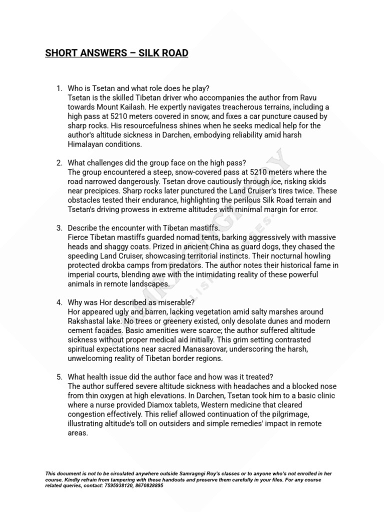 Short Answers Silk Road | PDF