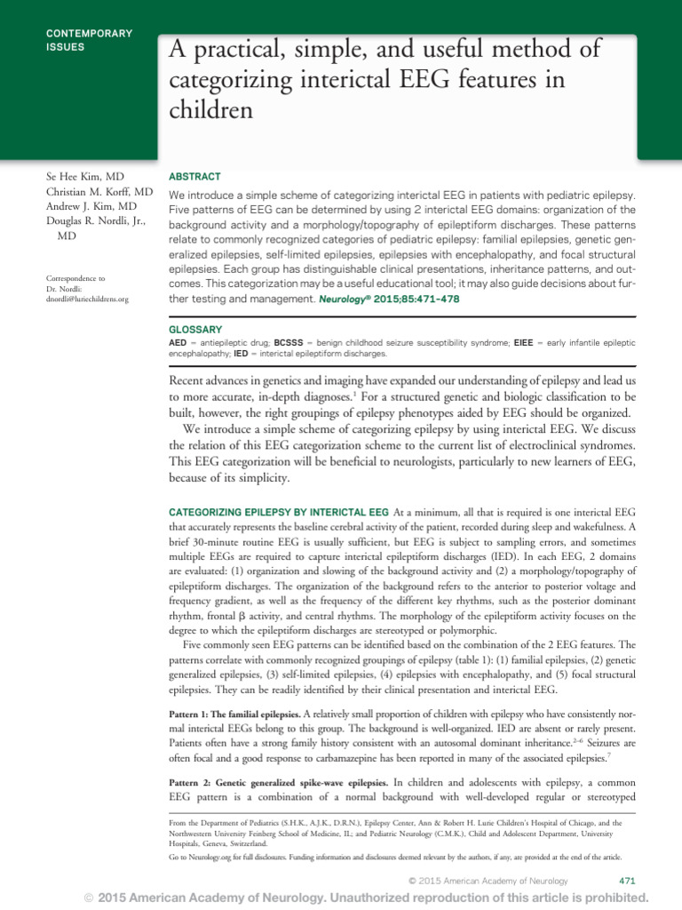 A Practical Categorizing Interictal EEG in Child | PDF | Epilepsy ...