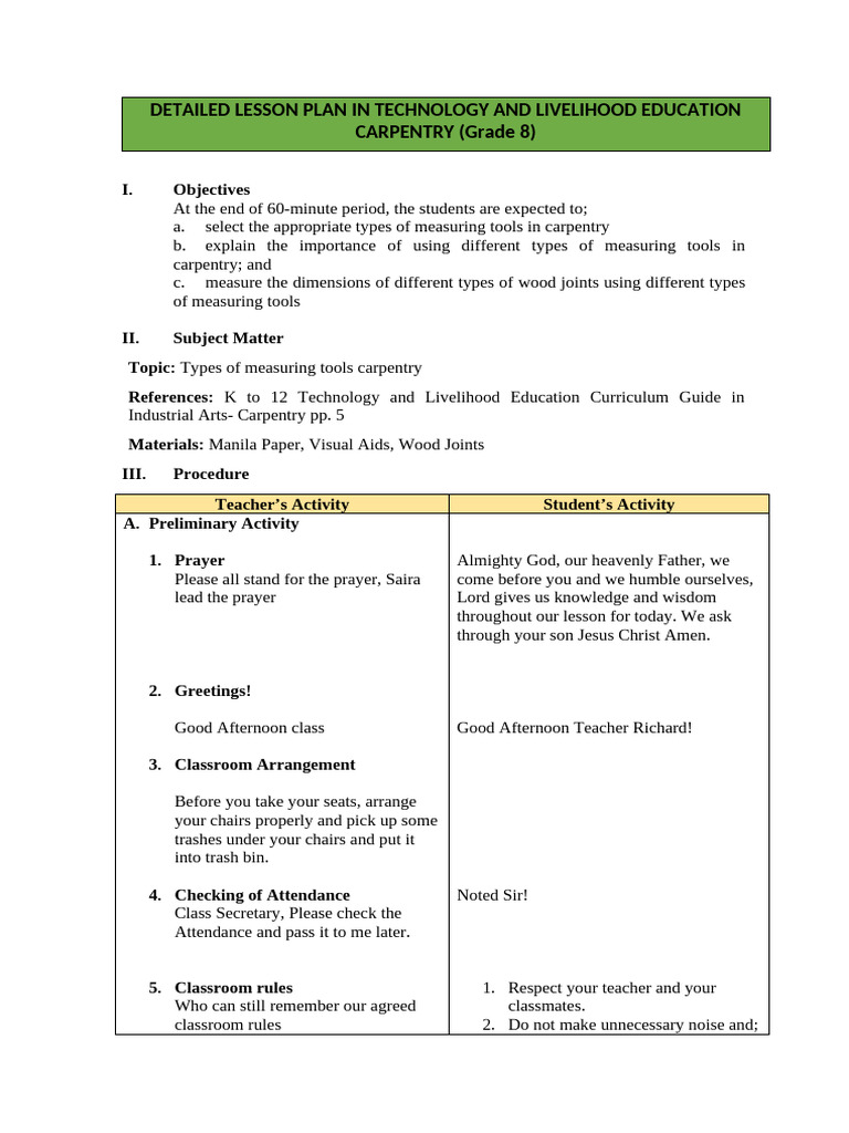 Grade 8 Carpentry Measuring Tools Lesson | PDF | Measurement | Accuracy ...