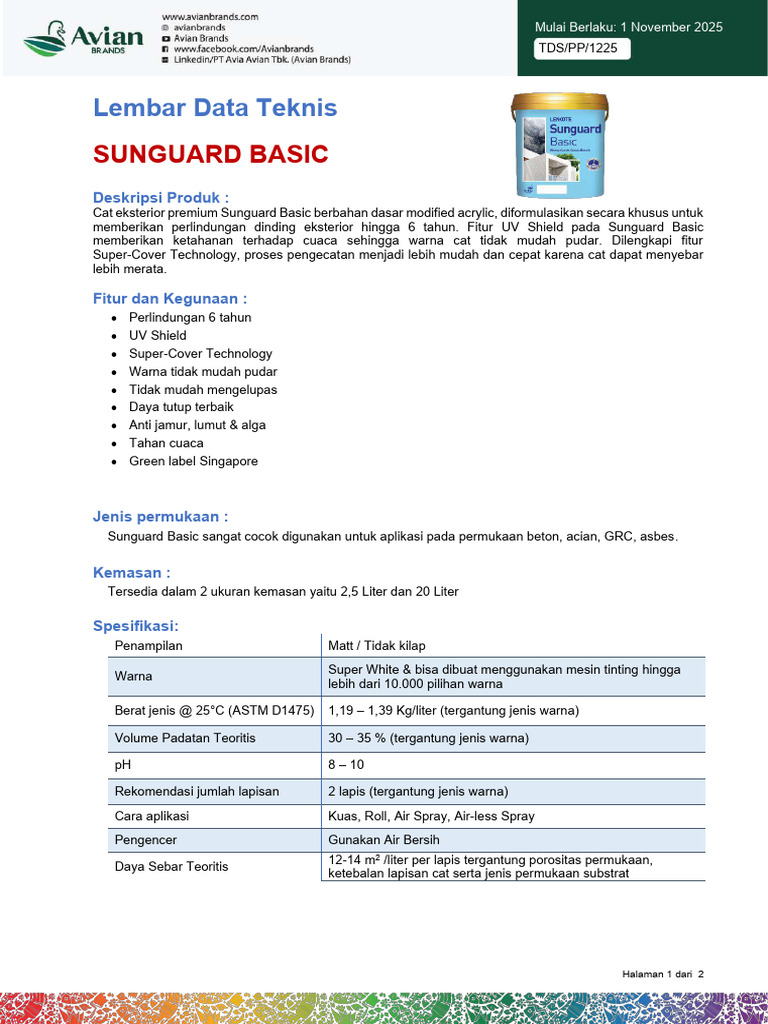 Cat Eksterior Sunguard Basic 6 Tahun | PDF
