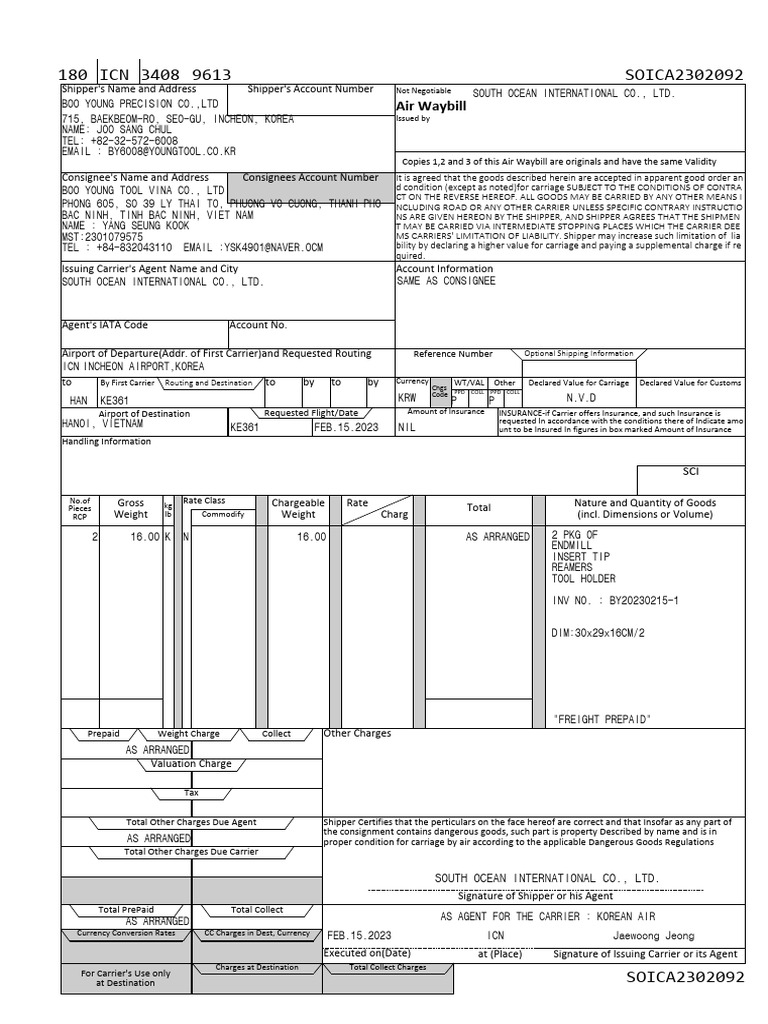 3 SOICA2302092 HAWB | PDF