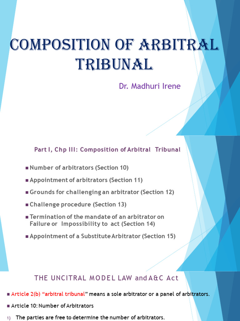 Arbitral Tribunal Composition Guide | PDF | Arbitral Tribunal | Arbitration