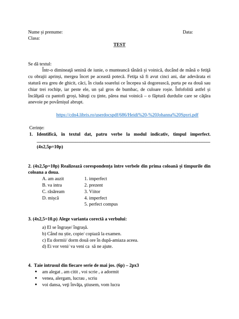 Verbul Test | PDF