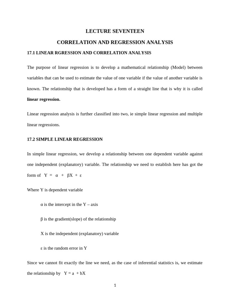 Linear Regression and Correlation Analysis | PDF | Linear Regression ...
