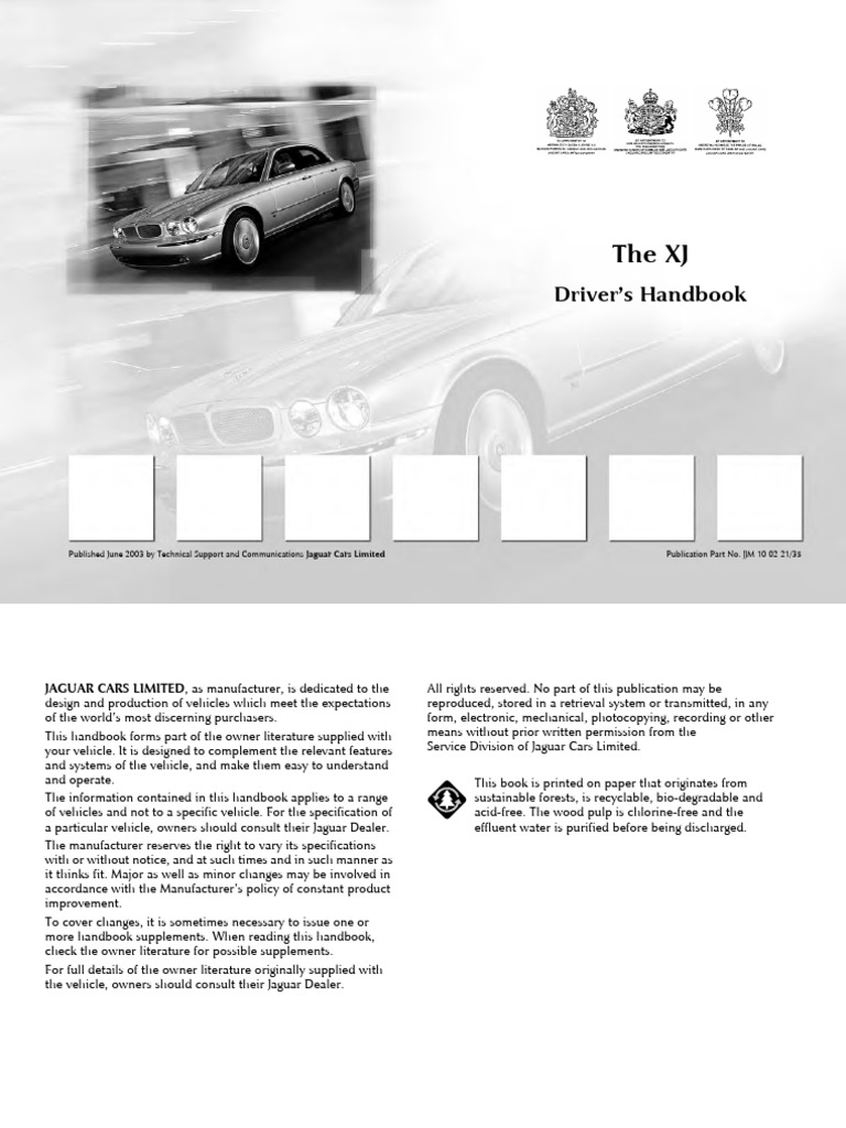Jaguar XJ Driver's Handbook Guide | PDF | Land Vehicles | Automotive ...