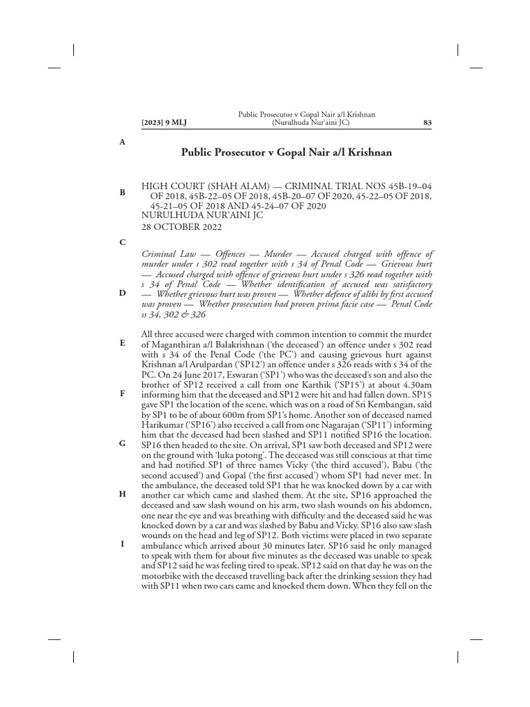 Gopal Nair Murder Trial Summary | PDF | Witness | Prosecutor