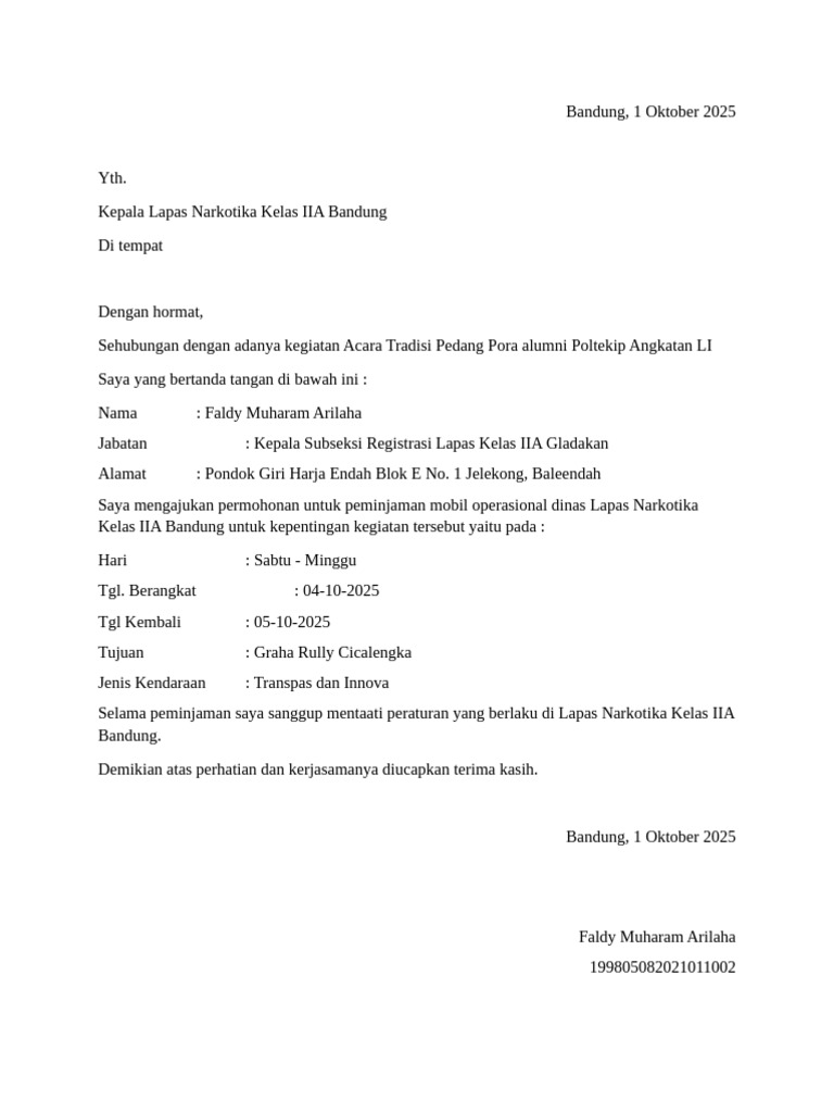 Peminjaman Kendaraan | PDF