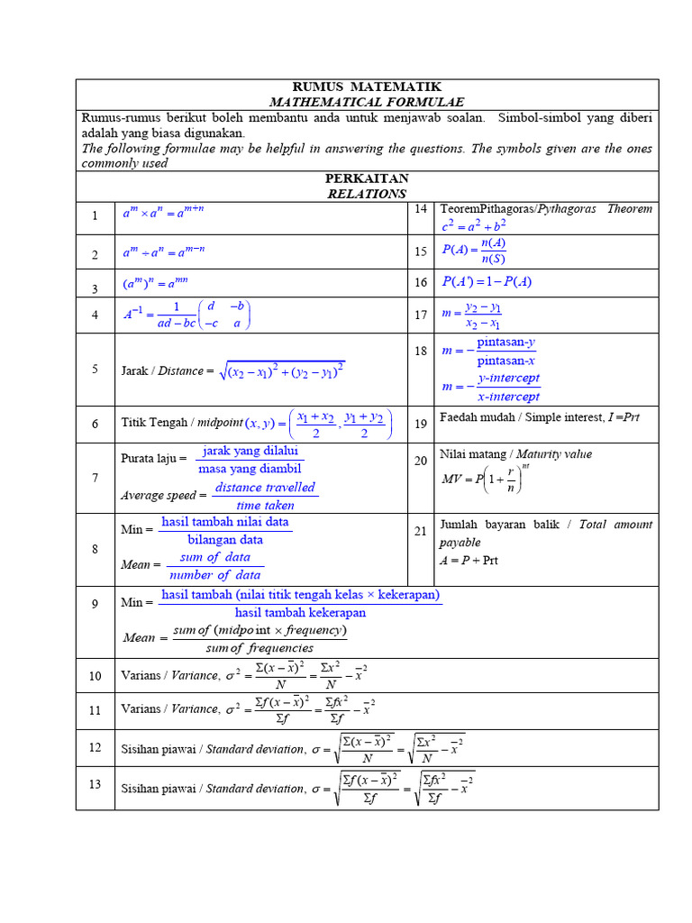 Essential Mathematical Formulae Guide | PDF | Area | Circle