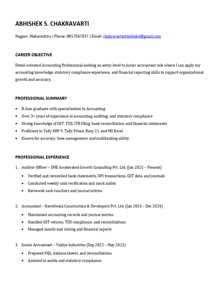 Abhishek Chakravarti Resume | PDF