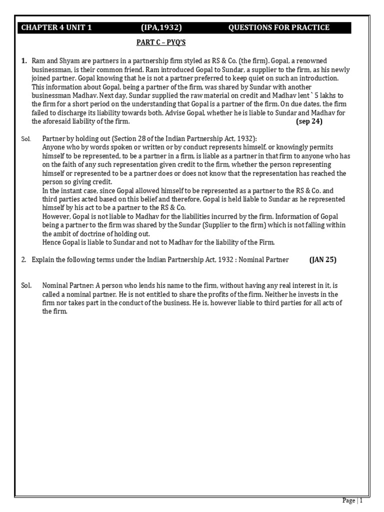 Partnership Unit 1 | PDF | Private Law | Civil Law (Legal System)